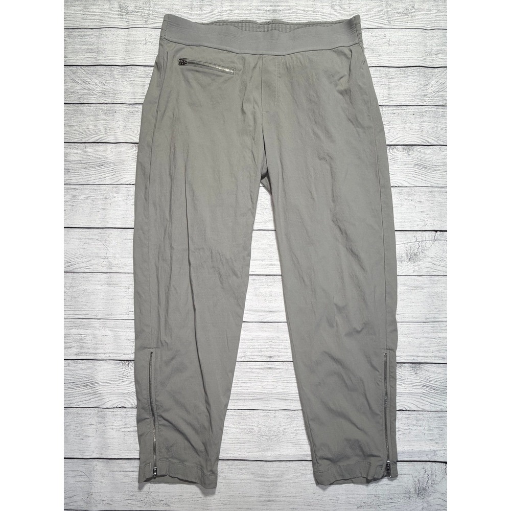 Athleta Mod Trekkie Pants Womens 14 Gray Crop Ankle Pull on Nylon Stretch Hiking